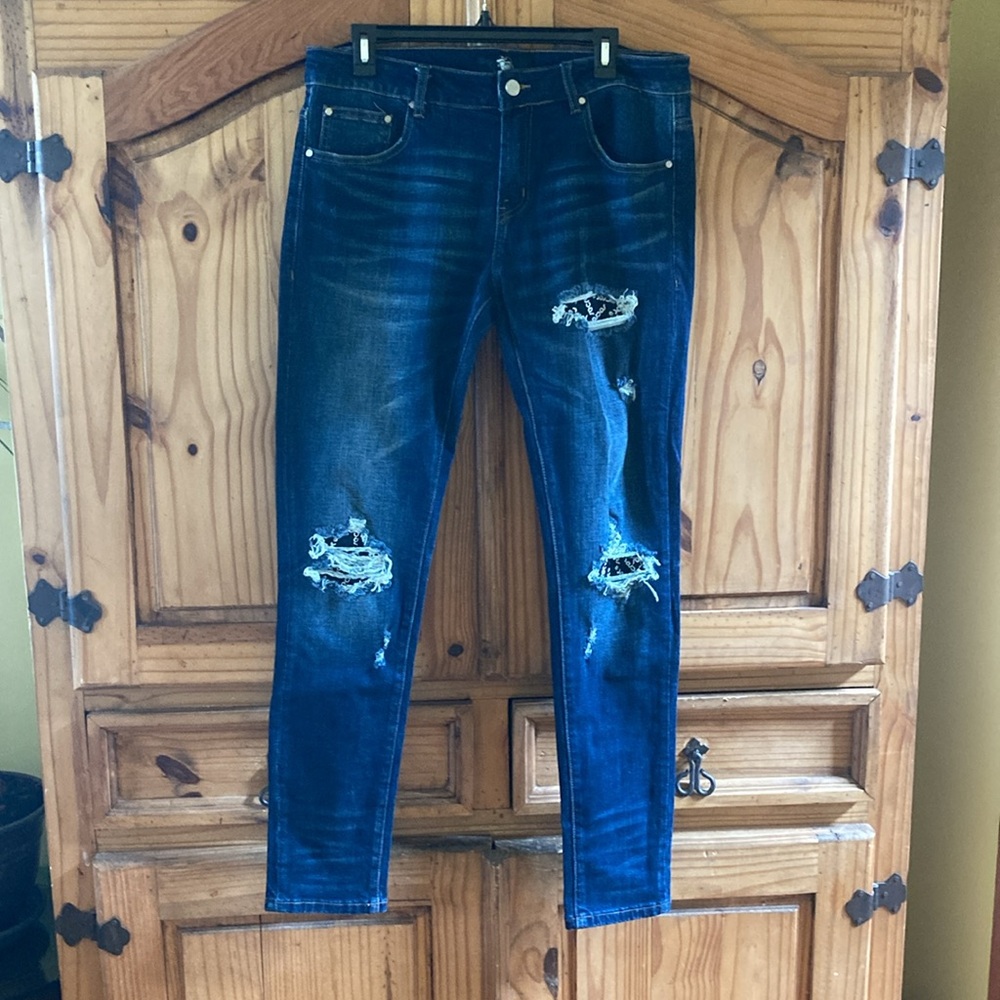 Men Secret Scientist distressed Blue denim Jeans size 32